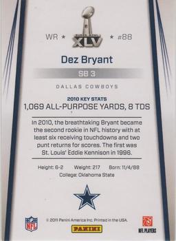 2011 Panini Dallas Cowboys Super Bowl XLV #SB3 Dez Bryant Back