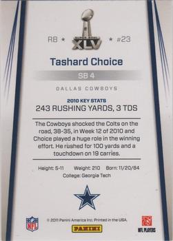 2011 Panini Dallas Cowboys Super Bowl XLV #SB4 Tashard Choice Back