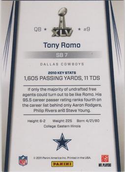 2011 Panini Dallas Cowboys Super Bowl XLV #SB7 Tony Romo Back