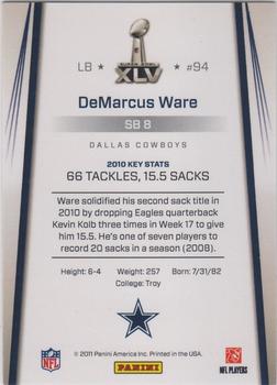 2011 Panini Dallas Cowboys Super Bowl XLV #SB8 DeMarcus Ware Back