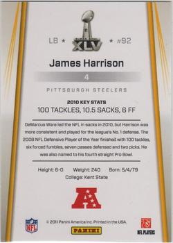 2011 Panini Pittsburgh Steelers Super Bowl XLV #4 James Harrison Back