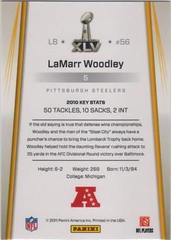 2011 Panini Pittsburgh Steelers Super Bowl XLV #5 LaMarr Woodley Back