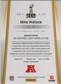 2011 Panini Pittsburgh Steelers Super Bowl XLV #7 Mike Wallace Back