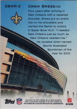 2011 Topps Super Bowl XLV #SBWR-2 Drew Brees Back