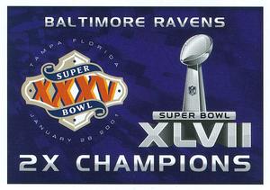 2015 Panini Stickers #70 Baltimore Ravens Two-Time Super Bowl Champions Front
