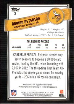 2015 Topps Museum Collection #3 Adrian Peterson Back