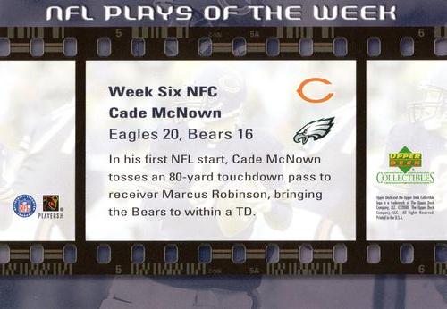 2000 Upper Deck NFL Plays of the Week #NNO Cade McNown Back