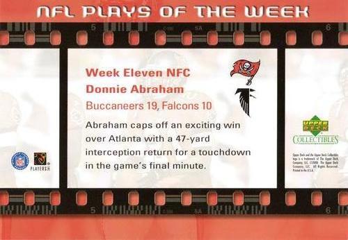 2000 Upper Deck NFL Plays of the Week #NNO Donnie Abraham Back