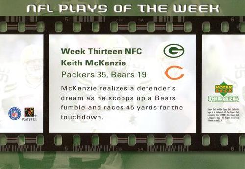2000 Upper Deck NFL Plays of the Week #NNO Keith McKenzie Back