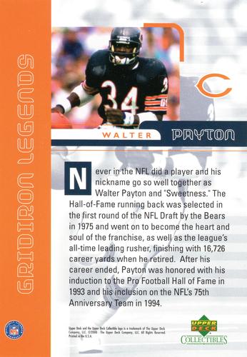 2000 Upper Deck NFL Plays of the Week #NNO Walter Payton Back