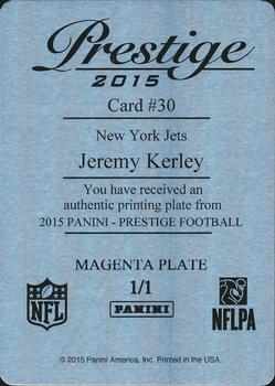 2015 Panini Prestige - Printing Plates Magenta #30 Jeremy Kerley Back