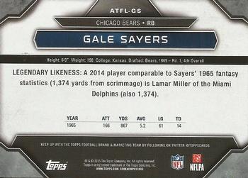 2015 Topps - All-Time Fantasy Legends #ATFL-GS Gale Sayers Back