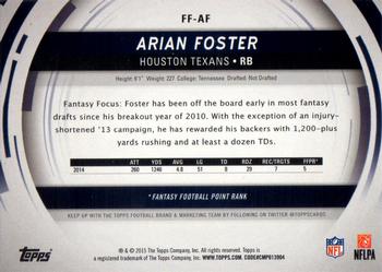 2015 Topps - Fantasy Focus #FF-AF Arian Foster Back