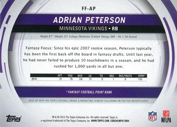2015 Topps - Fantasy Focus #FF-AP Adrian Peterson Back