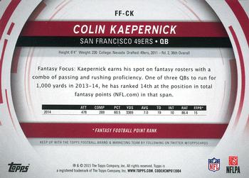 2015 Topps - Fantasy Focus #FF-CK Colin Kaepernick Back