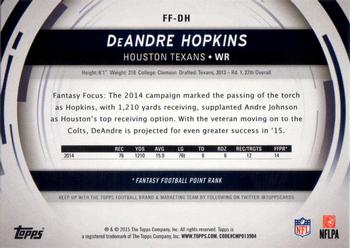 2015 Topps - Fantasy Focus #FF-DH DeAndre Hopkins Back
