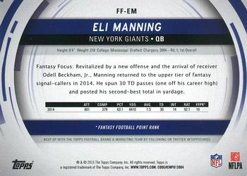2015 Topps - Fantasy Focus #FF-EM Eli Manning Back