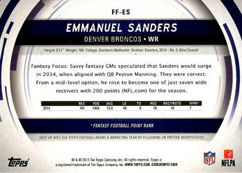 2015 Topps - Fantasy Focus #FF-ES Emmanuel Sanders Back