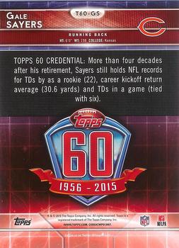 2015 Topps - 60th Anniversary #T60-GS Gale Sayers Back
