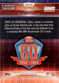 2015 Topps - 60th Anniversary #T60-LT Lawrence Taylor Back
