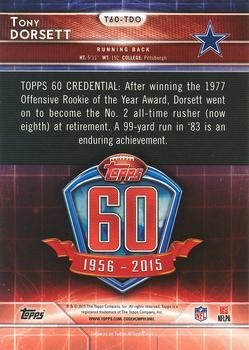 2015 Topps - 60th Anniversary #T60-TDO Tony Dorsett Back