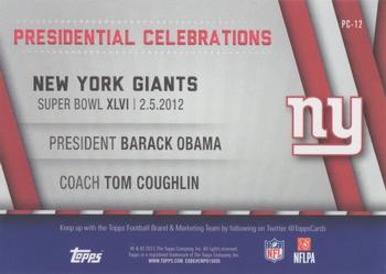 2015 Topps - Presidential Celebration #PC-12 Barack Obama / Tom Coughlin Back