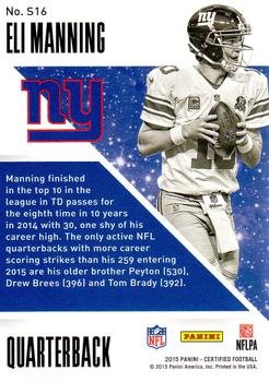 2015 Panini Certified - Stars - Mirror Gold #S16 Eli Manning Back