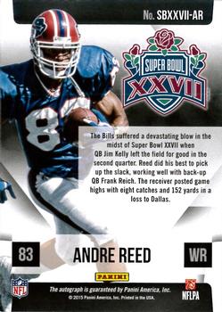 2015 Panini Certified - Super Bowl Signatures #SBXXVII-AR Andre Reed Back