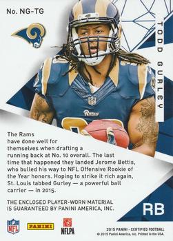 2015 Panini Certified - New Generation Jerseys - Mirror Blue #NG-TG Todd Gurley Back