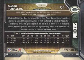 2015 Topps - Gold #1 Aaron Rodgers Back