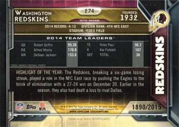 2015 Topps - Gold #274 Washington Redskins Back