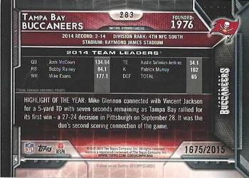 2015 Topps - Gold #283 Tampa Bay Buccaneers Back