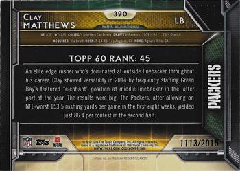 2015 Topps - Gold #390 Clay Matthews Back