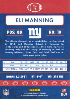 2015 Donruss #16 Eli Manning Back