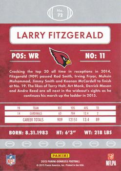 2015 Donruss #72 Larry Fitzgerald Back