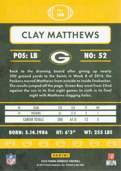 2015 Donruss #148 Clay Matthews Back