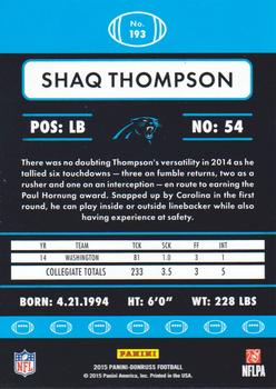 2015 Donruss #193 Shaq Thompson Back