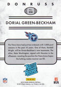 2015 Donruss #214 Dorial Green-Beckham Back