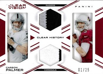 2015 Panini Clear Vision - Clear History Dual Jersey Prime #CH-CP Carson Palmer Front
