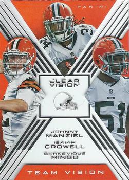 2015 Panini Clear Vision - Team Vision #TV-7 Barkevious Mingo / Isaiah Crowell / Johnny Manziel Front