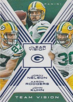 2015 Panini Clear Vision - Team Vision Blue #TV-11 Aaron Rodgers / John Kuhn / Jordy Nelson Front