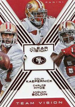 2015 Panini Clear Vision - Team Vision Red #TV-23 Anquan Boldin / Carlos Hyde / Colin Kaepernick Front