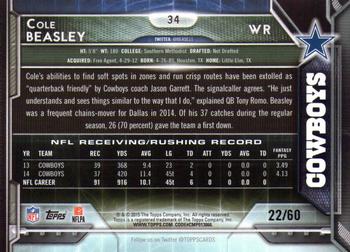 2015 Topps - 60th Anniversary Red Foil #34 Cole Beasley Back