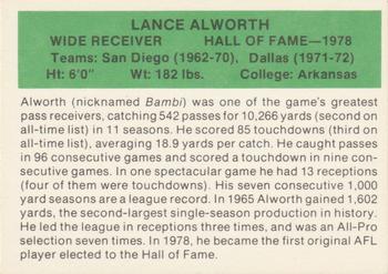 1987 Hygrade Football's All-Time Greats #NNO Lance Alworth Back