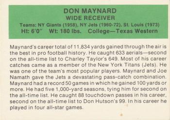 1987 Hygrade Football's All-Time Greats #NNO Don Maynard Back