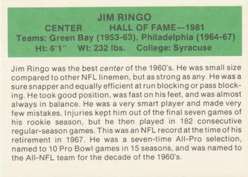 1987 Hygrade Football's All-Time Greats #NNO Jim Ringo Back