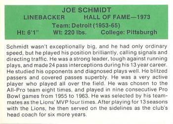 1987 Hygrade Football's All-Time Greats #NNO Joe Schmidt Back