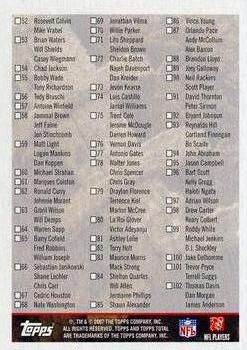 2007 Topps Total - Checklists #1 Checklist:1-102 Back