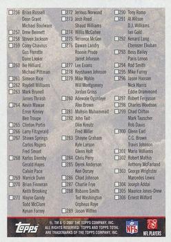 2007 Topps Total - Checklists #3 Checklist: 204-306 Back