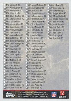 2007 Topps Total - Checklists #5 Checklist: 410-550 Back